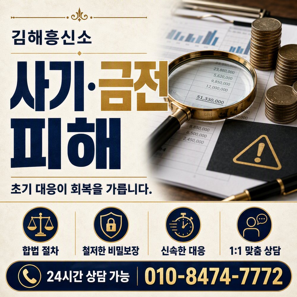 김해 탐정사무소 사기·금전 피해, 초기 대응이 회복을 가릅니다 김해흥신소 김해 탐정사무소 사기·금전 피해, 초기 대응이 회복을 가릅니다